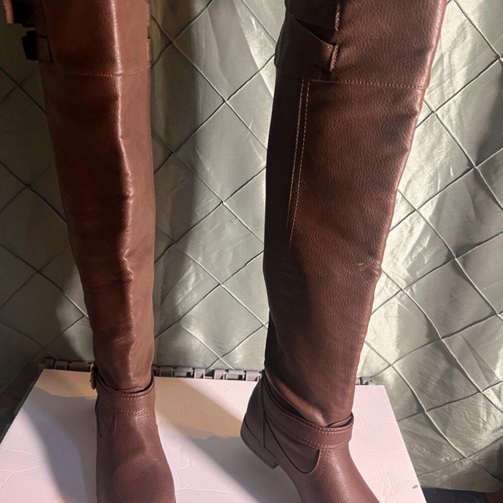 Robynne JustFab Brown over the‎ knee leather fashion boots Sz. 8